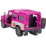 KIDS GLOBE Horses auto Land Rover set s přívěsem a koňmi růžový PB kov