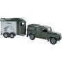 KIDS GLOBE Horses auto Land Rover set s přívěsem a koňmi zelený PB kov