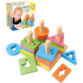 BINO DŘEVO Motorická hračka navlékací tvary *DŘEVĚNÉ HRAČKY*