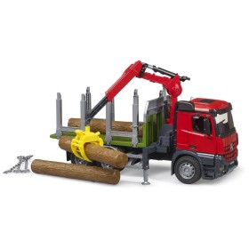 BRUDER 03669 Auto MB Arocs nákladní s jeřábem na dřevo model 1:16 plast