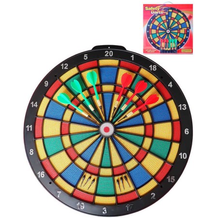 ACRA Hra šipky terč dírkovaný umělohmotný 45cm set se 6 šipkami a hroty