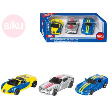 SIKU Super sportovní auto kovové set 3ks v krabici