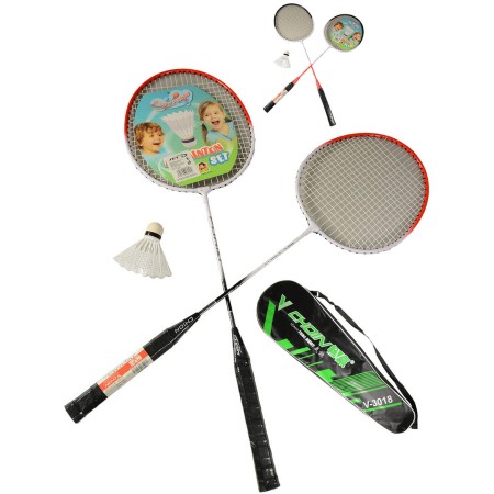 Badmintonový set 2 pálky 65cm + košíček v pouzdře na zip 2 barvy