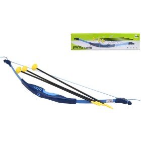 Luk modrý 70cm + 3 šípy na přísavku dětský plastový herní set