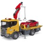 BRUDER 03552 Auto Scania Super 560R odtahovka + roadster na baterie Světlo Zvuk