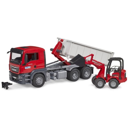 BRUDER 03767 Auto MAN TGS LKW s kontejnerem + nakladač Schäffer model 1:16