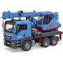 BRUDER 03771 MAN TGS Autojeřáb modrý model 1:16 na baterie Světlo Zvuk