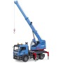 BRUDER 03771 MAN TGS Autojeřáb modrý model 1:16 na baterie Světlo Zvuk
