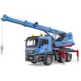 BRUDER 03771 MAN TGS Autojeřáb modrý model 1:16 na baterie Světlo Zvuk