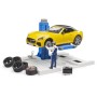 BRUDER 62112 Autodílna servisní centrum + auto Roadster s figurkou