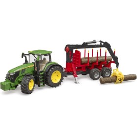 BRUDER 03154 John Deere 7R 350 set s přepravníkem na dřevo a 4 kládami