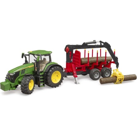 BRUDER 03154 John Deere 7R 350 set s přepravníkem na dřevo a 4 kládami