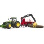 BRUDER 03154 John Deere 7R 350 set s přepravníkem na dřevo a 4 kládami