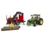 BRUDER 03154 John Deere 7R 350 set s přepravníkem na dřevo a 4 kládami