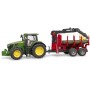 BRUDER 03154 John Deere 7R 350 set s přepravníkem na dřevo a 4 kládami