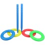 Hra házení kroužků sada házecí kroužky barevné 4ks + 2 kolíčky plast