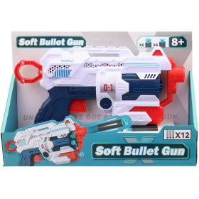 Pistole dětská plastová set blaster + náboje soft pěnové / na přísavku 12ks