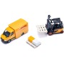SIKU Logistický set 2 vozidla DHL s vysokozdvižným vozíkem a doplňky kov 6335