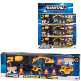 Teamsterz konstrukční set tým stavební stroj 4ks s doplňky v krabici kov