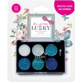 LUKKY Paletové oční stíny dětské se třpytkami a štětcem 6 odstínů bílá + modrá
