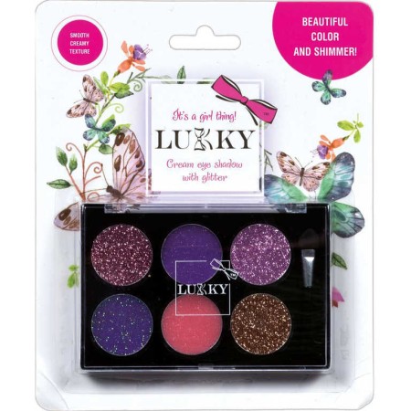LUKKY Paletové oční stíny dětské se třpytkami a štětcem 6 odstínů fialová