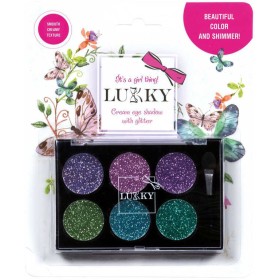 LUKKY Paletové oční stíny dětské se třpytkami a štětcem 6 odstínů zelená + nachová