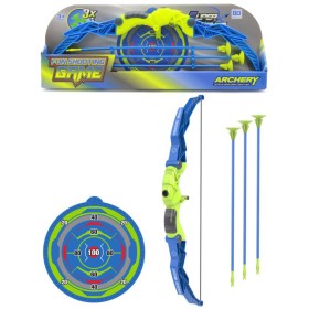 Luk sportovní modrozelený set se 3 soft šípy na přísavku s terčem