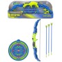 Luk sportovní modrozelený set se 3 soft šípy na přísavku s terčem