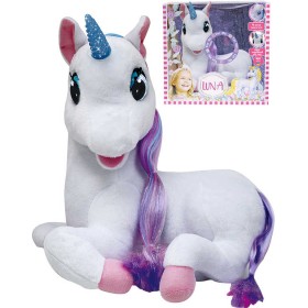 PLYŠ Jednorožec Luna pohádkový 36cm vypráví pohádky na baterie Světlo Zvuk