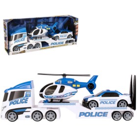 Teamsterz policejní tahač set s autem a vrtulníkem na baterie plast Světlo Zvuk