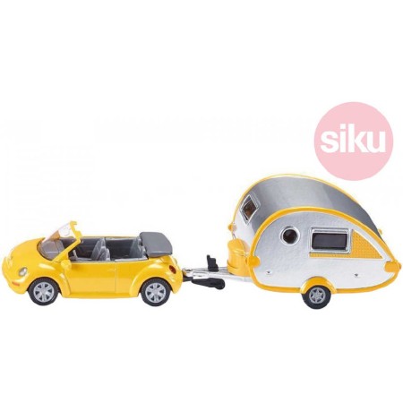 SIKU Auto Kabriolet VW New Beetle s karavanem
