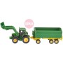 SIKU Farmer traktor John Deere 1:87 s čelním nakladačem a přívěsem model 1843
