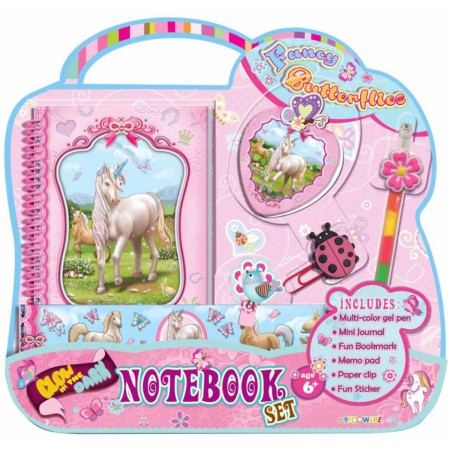 Deník s dekoracemi Jednorožec holčičí set s gelovým perem svítí ve tmě