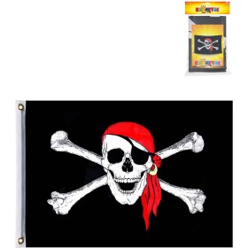 Vlajka pirátská černý prapor 150x90cm lebka a zkřížené hnáty