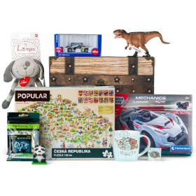 Truhla plná hraček Oskar dětské hračky pro kluky velká sada mix 7ks