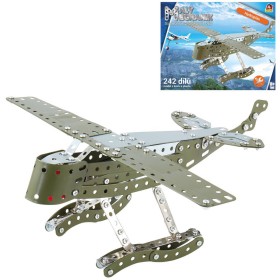 MALÝ MECHANIK Letadlo Hydroplán 242 dílků kovová STAVEBNICE typu Merkur