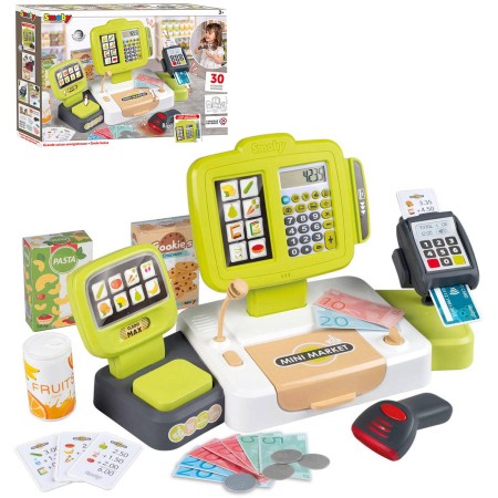 SMOBY Pokladna elektronická s váhou zelenošedá na baterie Světlo Zvuk