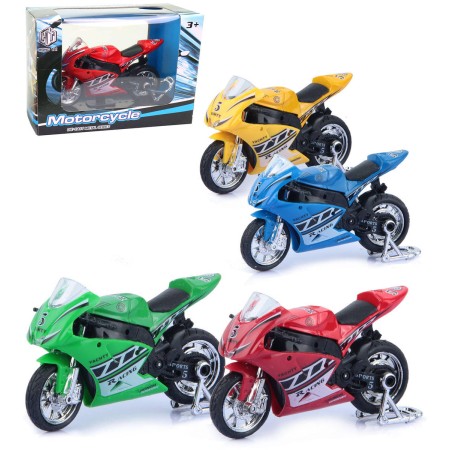 Motorka závodní motocykl kovový 11cm se stojánkem 4 barvy