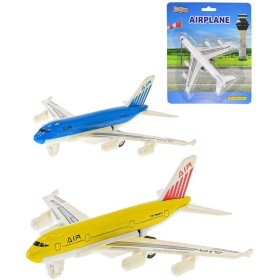 Letadlo dopravní kovové 14cm zpětný chod 3 barvy na kartě