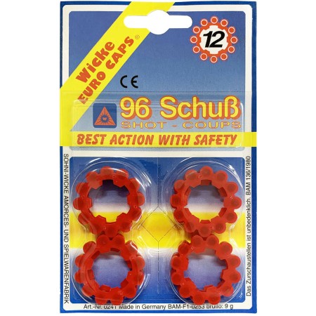 Náboje kapsle "12" 96 ran (8 věnečků) na kartě náhradní do pistole kapslovky