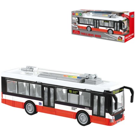 Trolejbus MHD český na setrvačník hlásí stanice na baterie Světlo Zvuk CZ