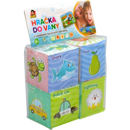 Kostky soft měkké obrázkové 7cm do vany do vody set 4 kusy v sáčku