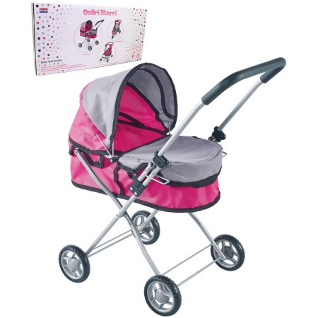 Kočárek hluboký růžovo-šedý pro panenku miminko do 43cm