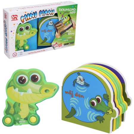 Mini Mani Krokodýl interaktivní set pěnové zvířátko na kolečkách + kniha s aplikací