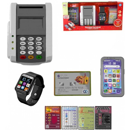 PLEJO Platební terminál set s mobilem a hodinkami na baterie Světlo Zvuk