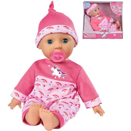 SIMBA Panenka Laura Tickle Baby 38cm miminko s dudlíkem na baterie Zvuk