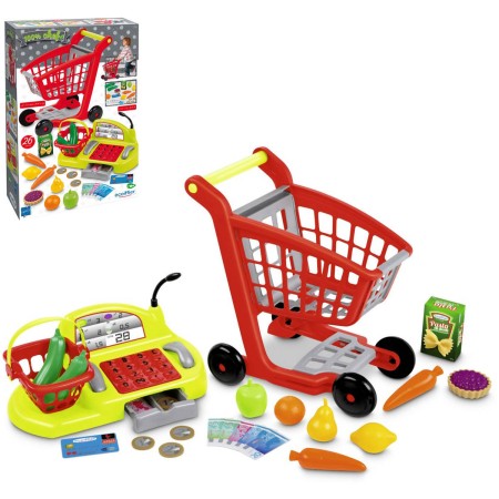 ECOIFFIER Set nákupní vozík + pokladna s potravinami a penězi