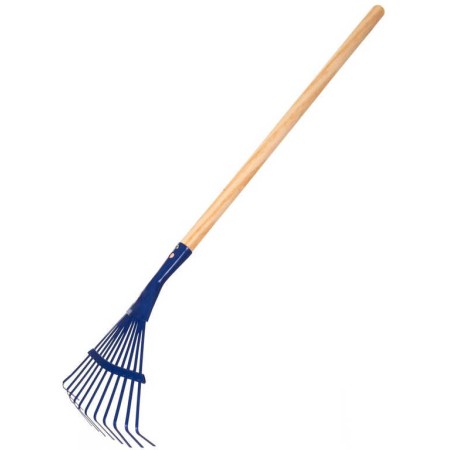 DŘEVO Dětské nářadí pracovní 80cm kovové hrábě planžetové modré