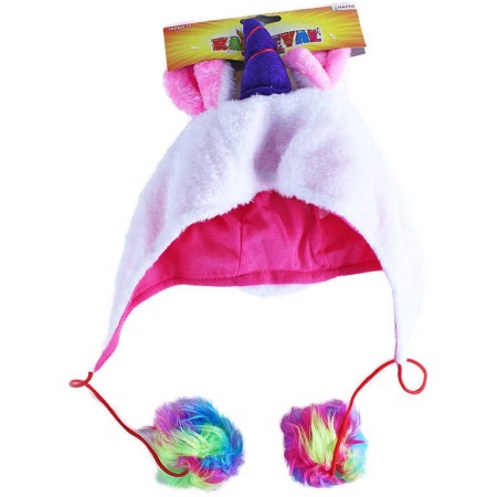 KARNEVAL Čepice jednorožec s bambulkami *KARNEVALOVÝ DOPLNĚK*