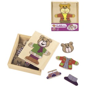EICHHORN DŘEVO Skládačka šatní skříň medvídek puzzle vkládací v boxu